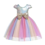 Uuszgmr dresses for teens Kids Gown Dress Pageant Birthday Party Sequin Wedding Girls Bridesmaid Skirt easter clothes Pink,Size:7-8 Years